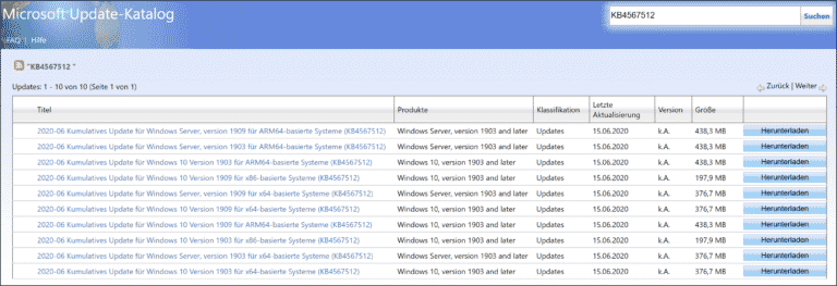 Download Update KB4567512 für Windows 10 Version 1909 und 1903 (OS Builds 18362.904 und 18363.904)