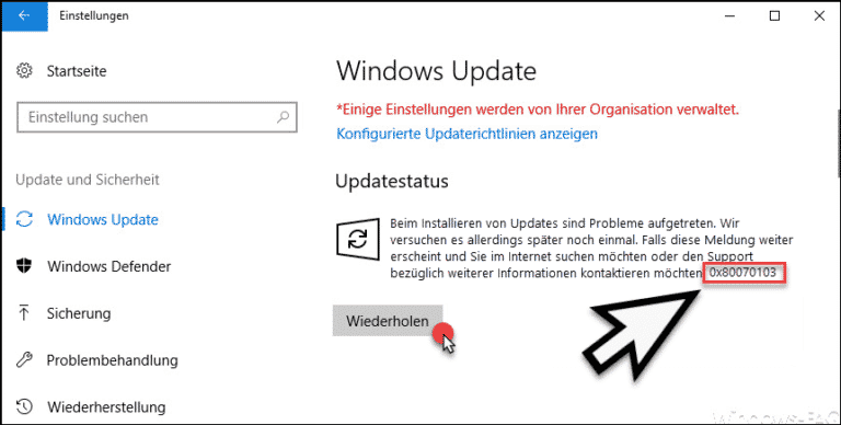 0x80070103 Fehlercode beim Windows Update