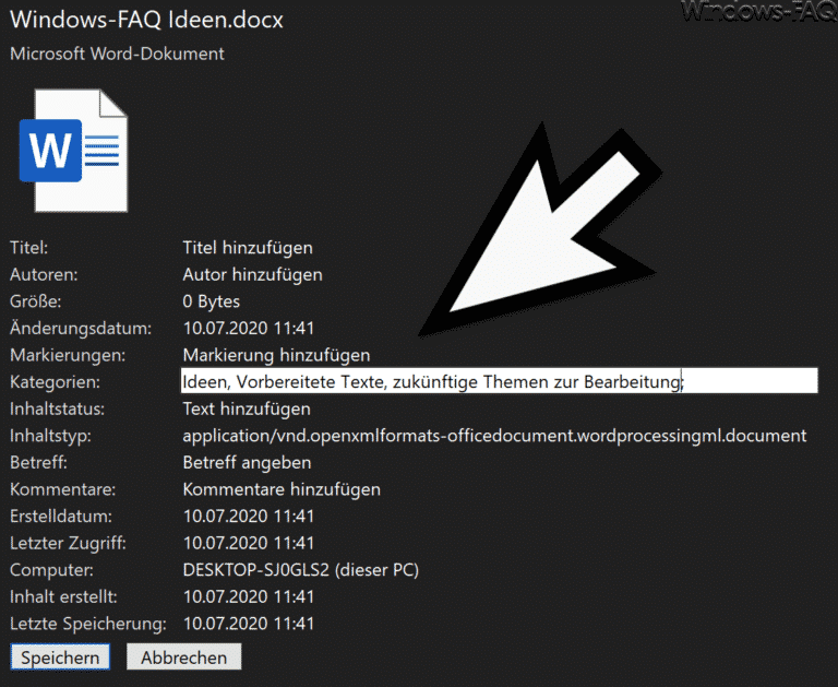 Datei Detailinformationen im Windows Explorer einblenden und bearbeiten (Detailbereich)