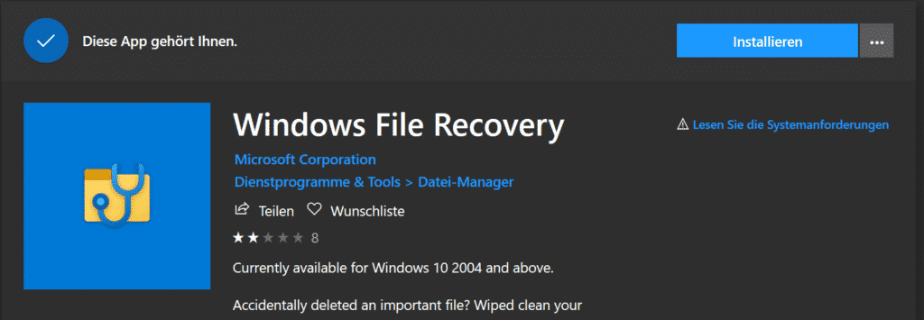Download Windows File Recovery