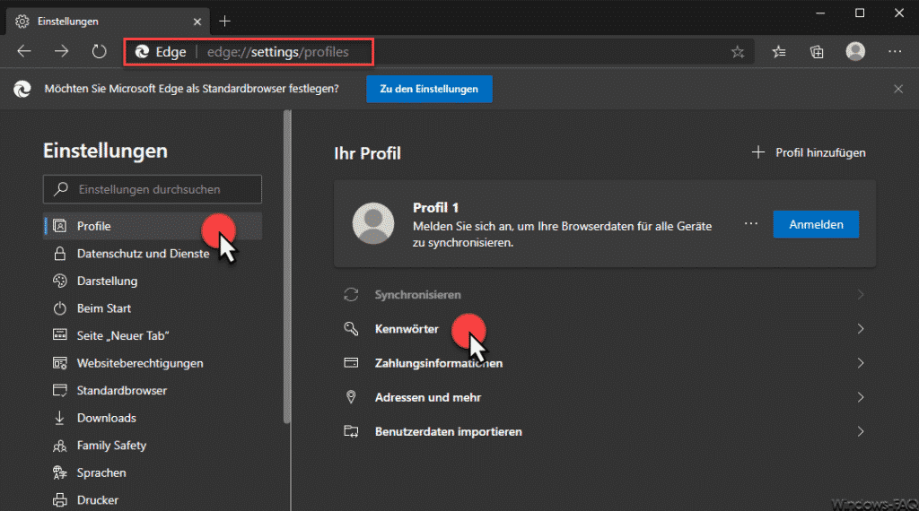 Edge Chromium Ihr Profil Kennwörter