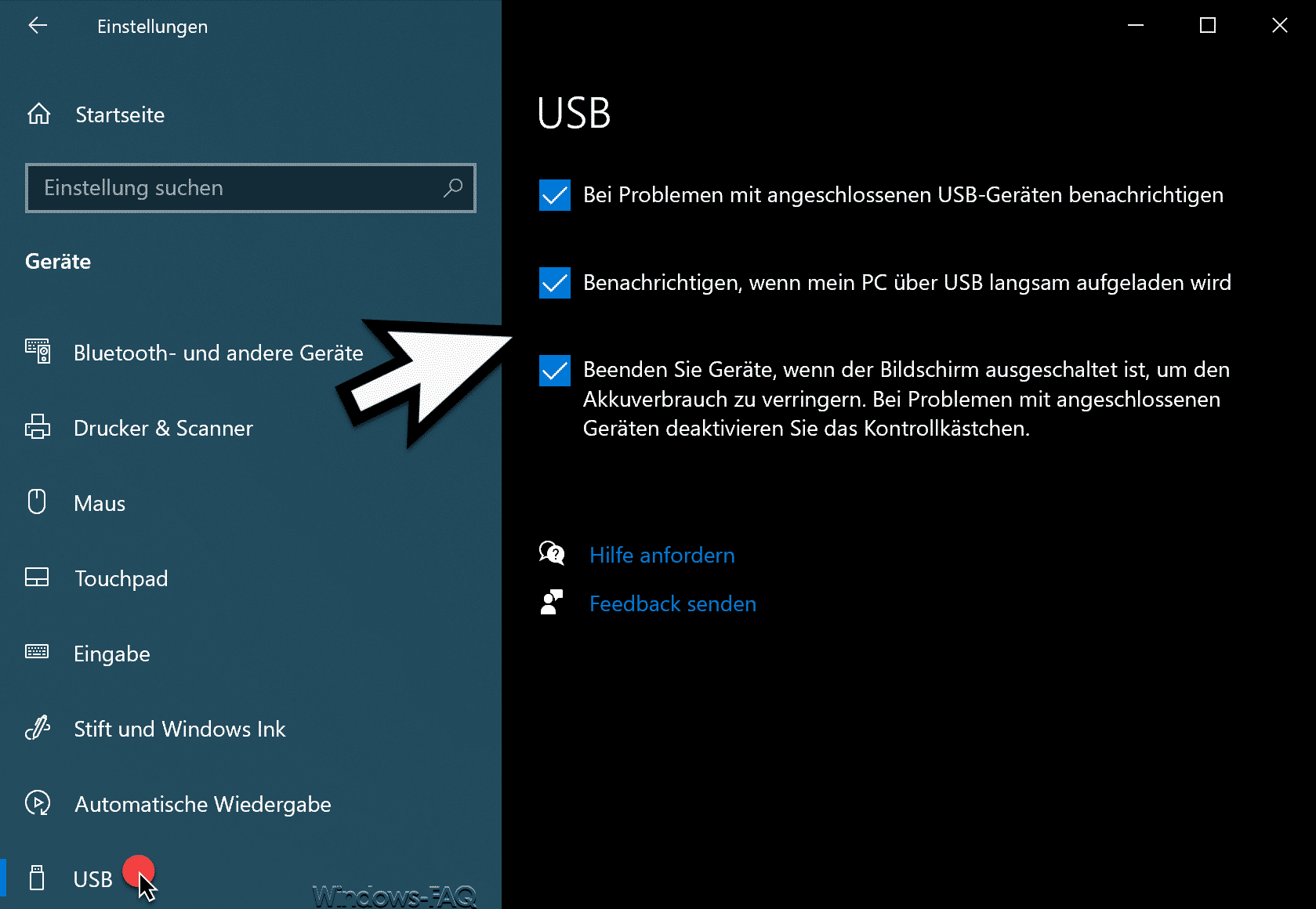 Windows 10 USB-Einstellungen