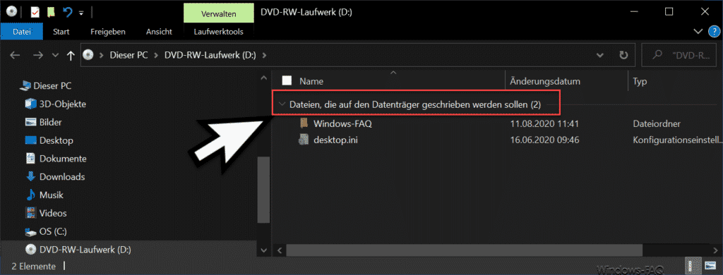 Dateien, die auf den Datenträger geschrieben werden sollen.