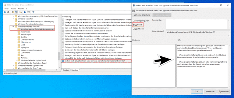 Windows Defender Antivirus Signaturen direkt nach PC-Start automatisch aktualisieren