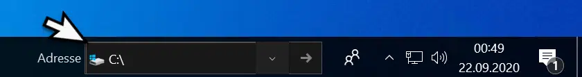 Adresse Symbolleiste Windows 10