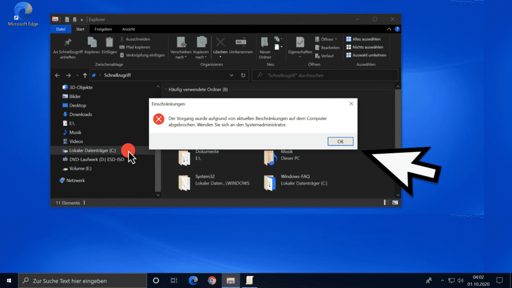 Zugriff auf lokale Datenträger nicht möglich im Windows Explorer