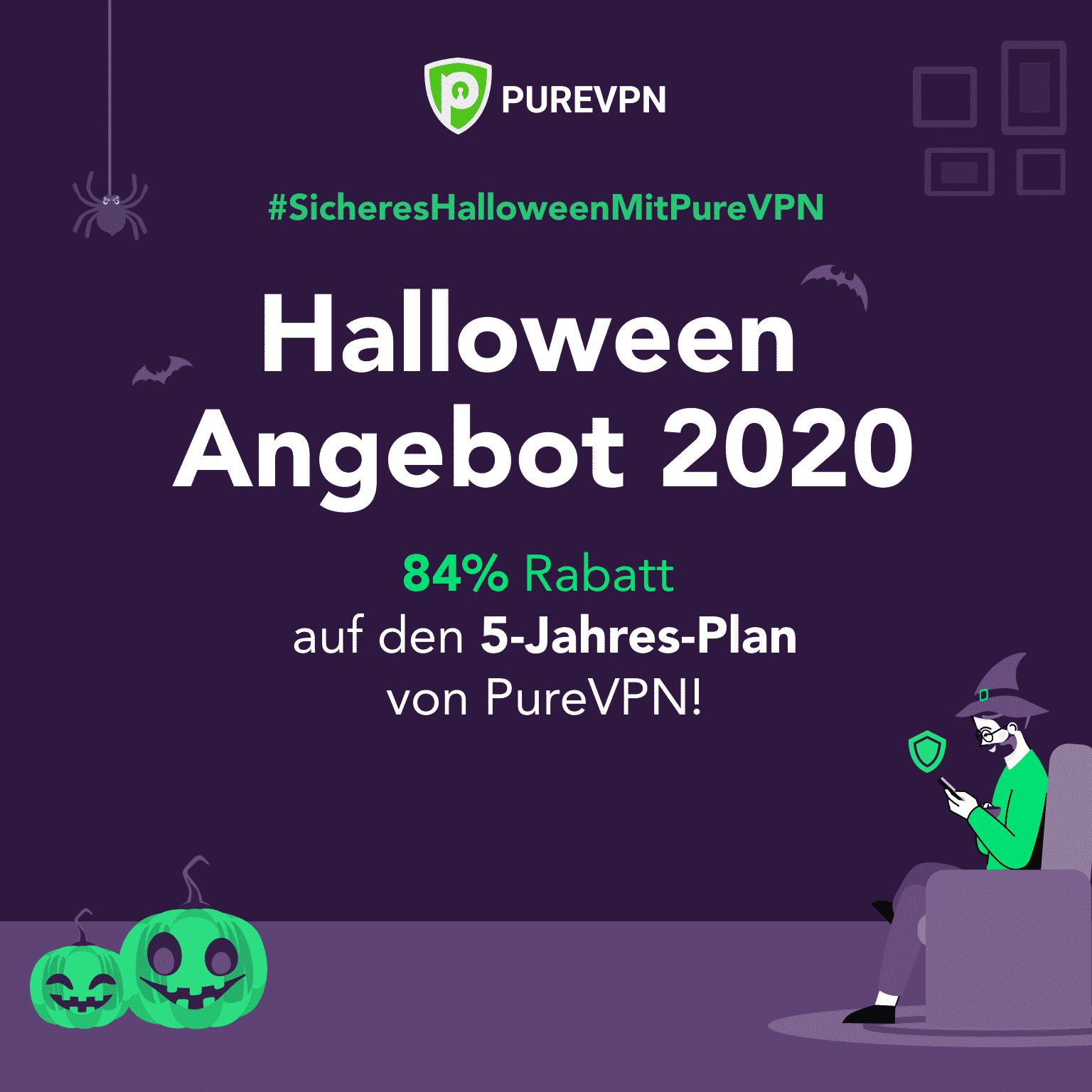 Halloween Angebot: 84% Rabatt auf den 5-Jahres-Plan von PureVPN für Windows