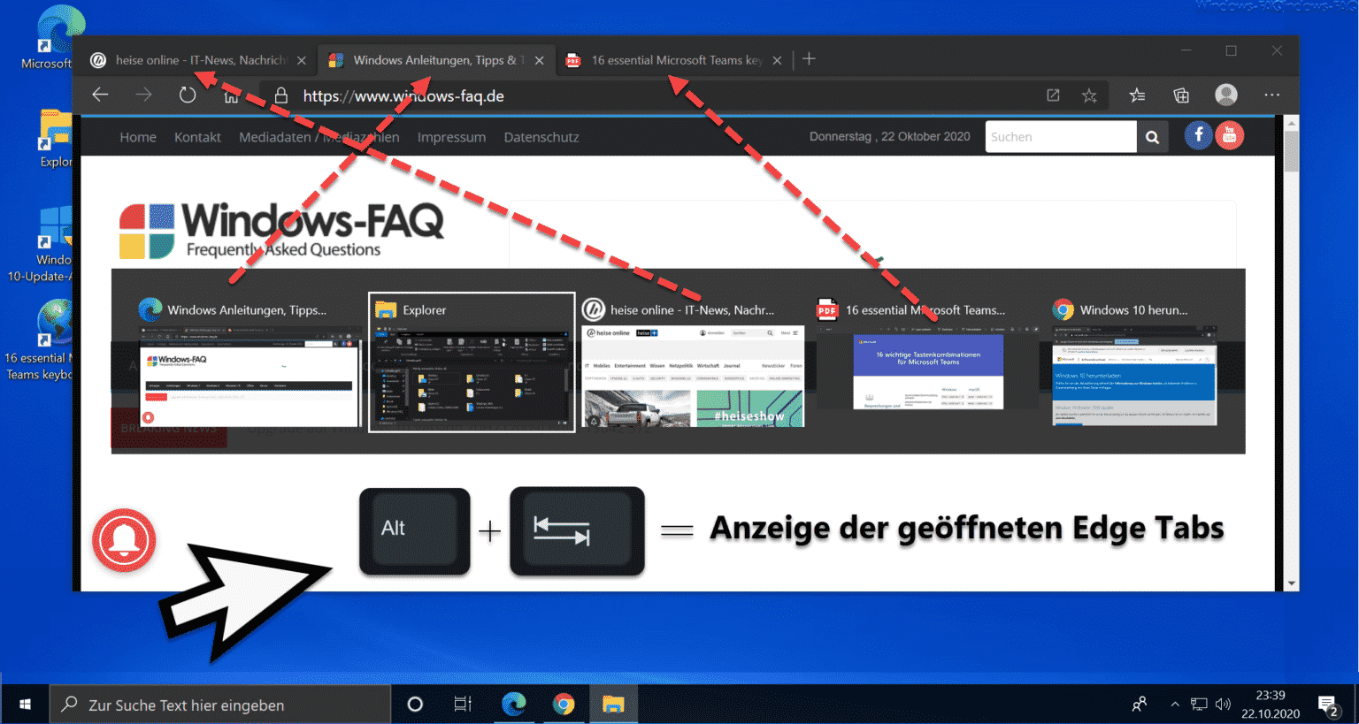 ALT + TAB Task Switcher Übersicht zeigt nun auch Edge Tabs seit 20H2