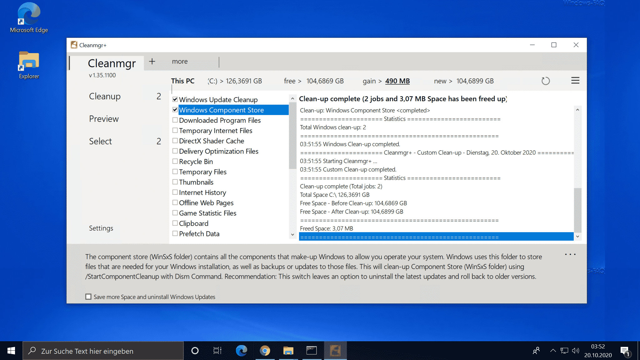 Windows 10 Datenträgerbereinigung CleanMgr+