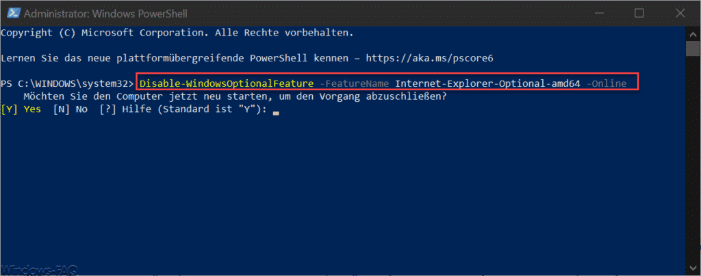 Disable WindowsOptionalFeature Internet-Explorer