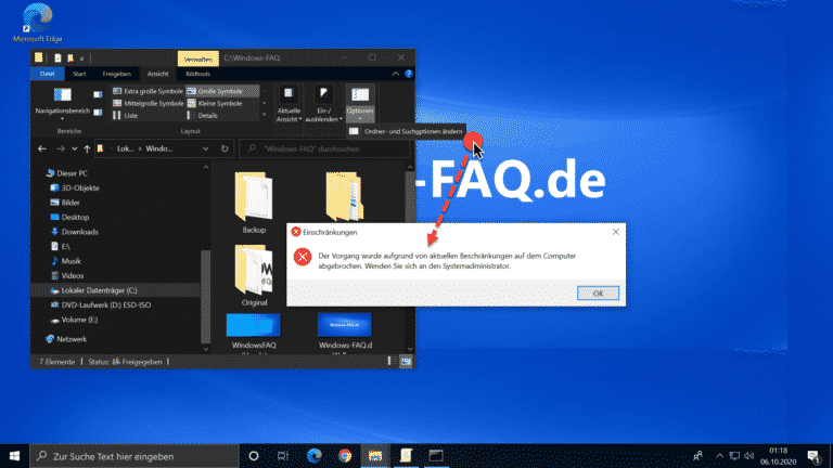 Zugriff auf die Ordneroptionen im Windows Explorer verhindern