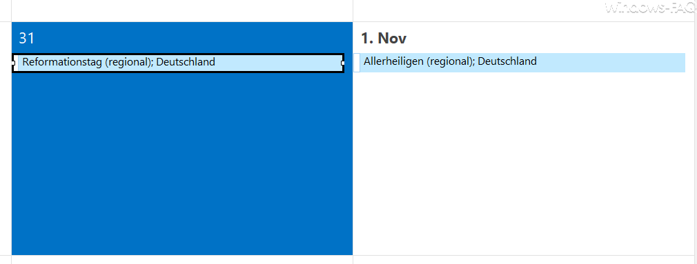 Feiertage im Outlook Kalender