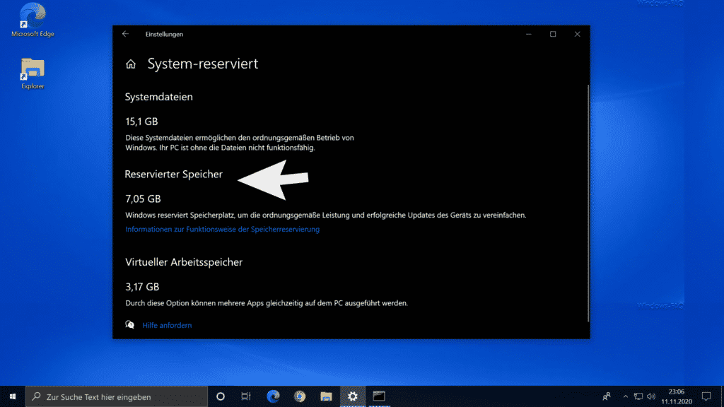 System reservierter Speicher Windows 10