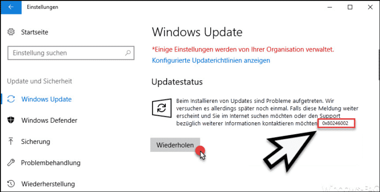 Fehlercode 0x80246002 beim Windows Update