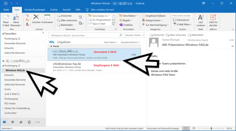 Outlook 2016 Mails Im Selben Fenster öffnen www.windows-faq.de