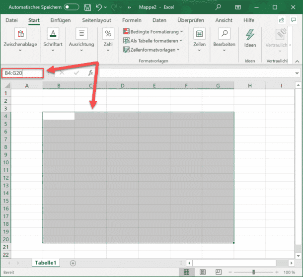 Zellbereiche schnell markieren im Excel Windows FAQ