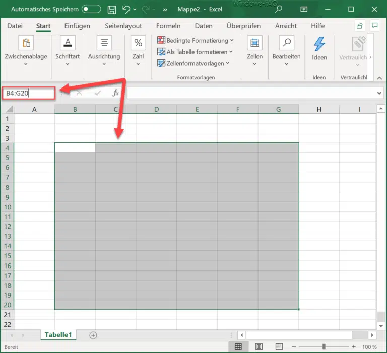 Zellbereiche schnell markieren im Excel