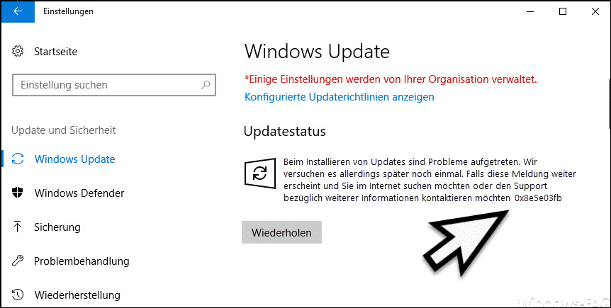 0x8e5e03fb Fehlercode beim Windows Update