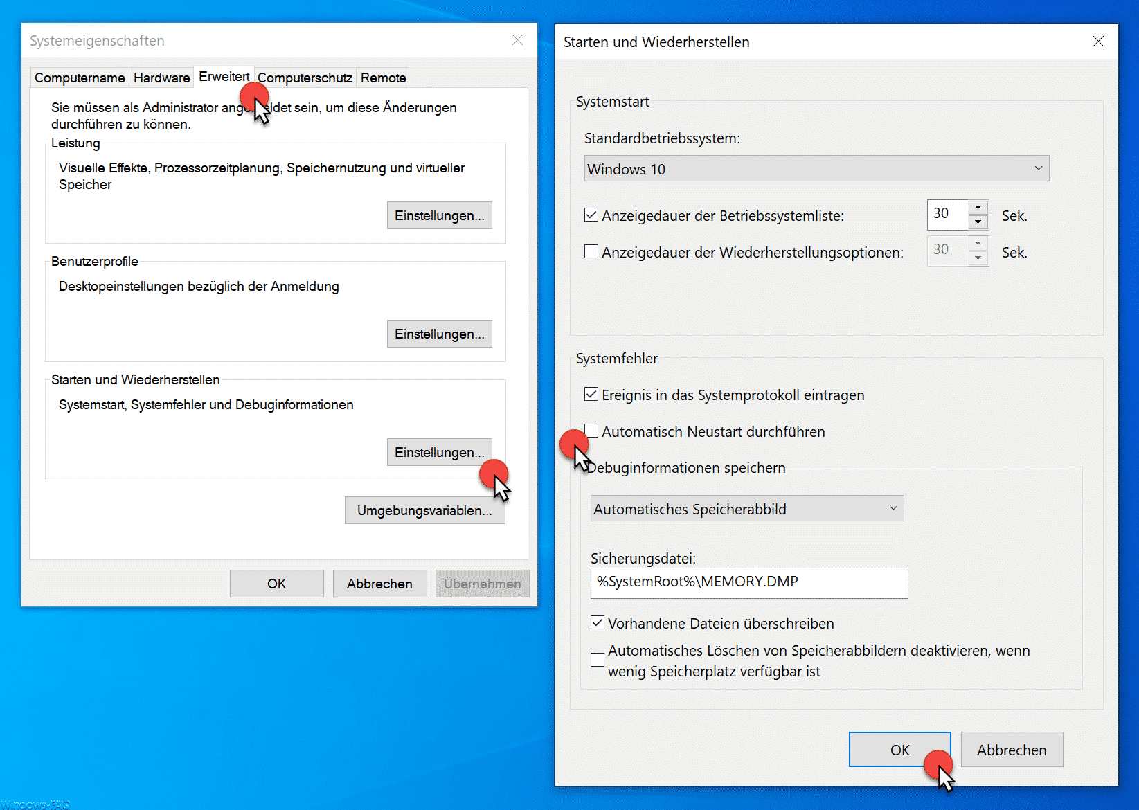 Automatischen Windows Neustart nach einem Bluescreen deaktivieren