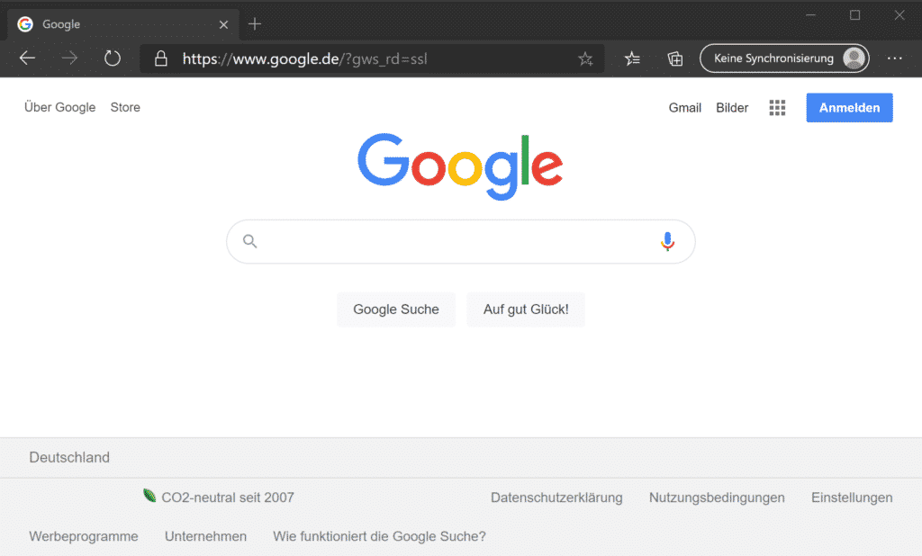 Edge Chromium Google Startseite