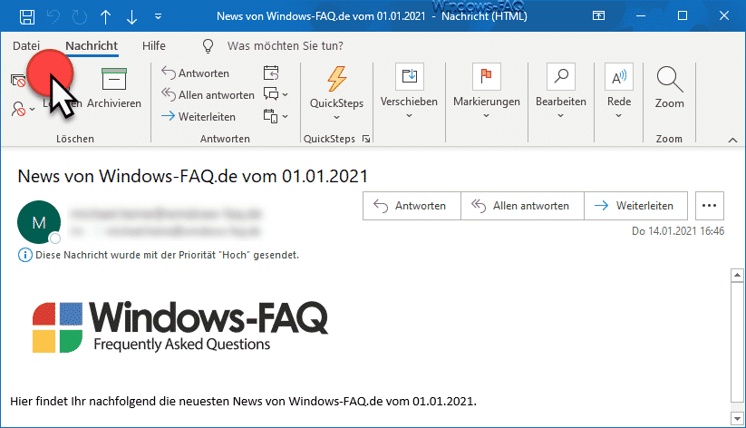 Outlook Datei E-Mail speichern
