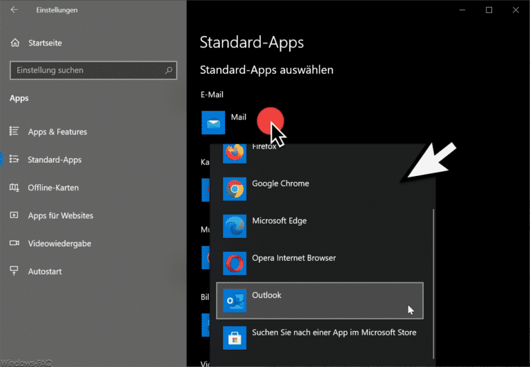 Standard E-Mail App festlegen bei Windows 10