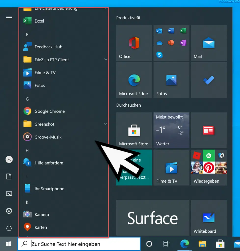 Windows 10 Startmenü