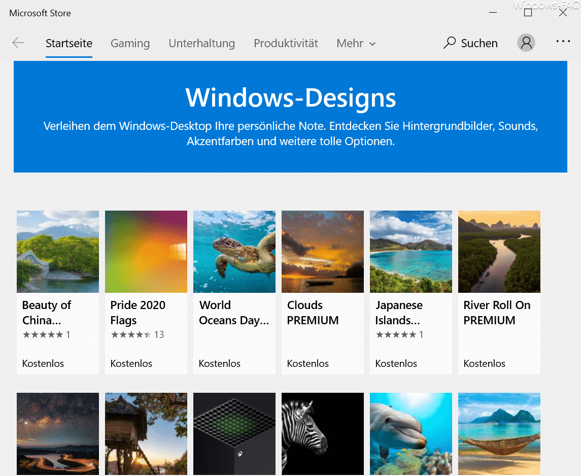 Kostenlose Windows-Designs downloaden