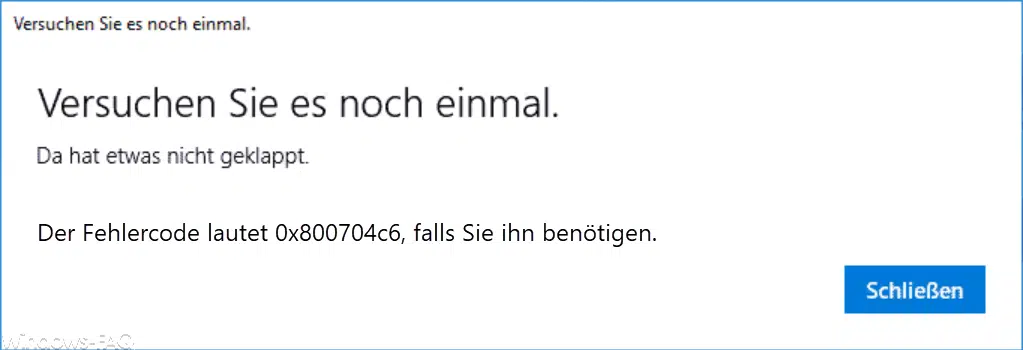 Fehlercode 0x800704c6 im Microsoft Store