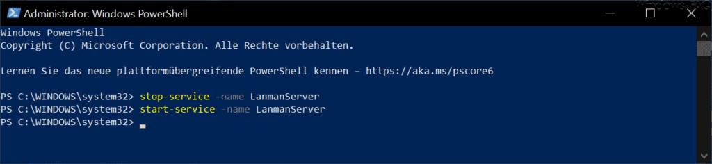 LanmanServer per PowerShell starten und stoppen