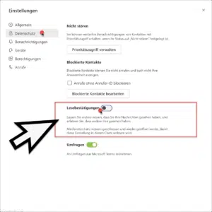 Lesebestätigungen bei Microsoft Teams ausschalten