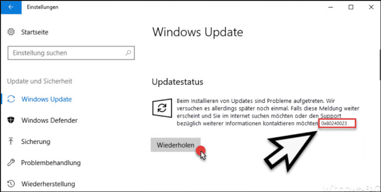 0x80240023 Fehlercode beim Windows Update