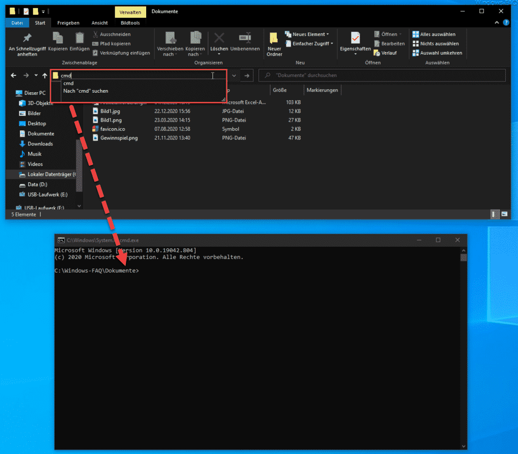 CMD mit Pfad aus Explorer geöffnet