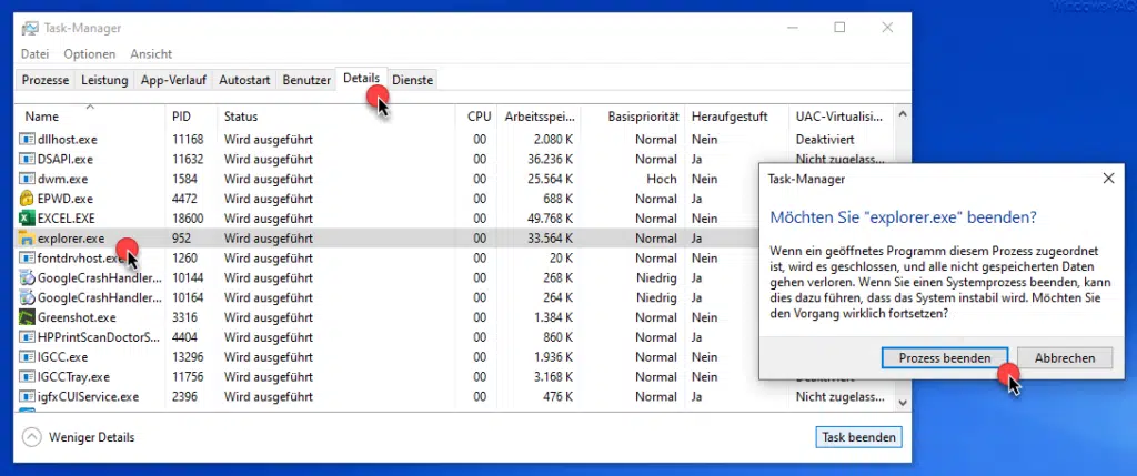 Explorer.exe beenden