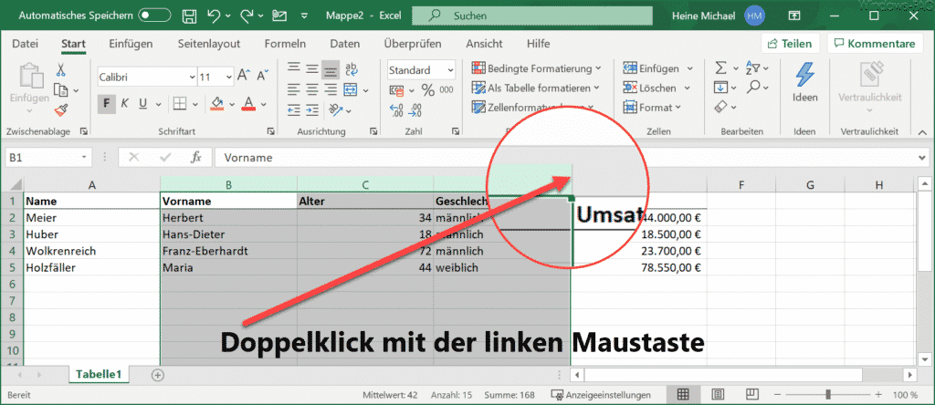 Für markierte Spalte automatische Spaltenbreite