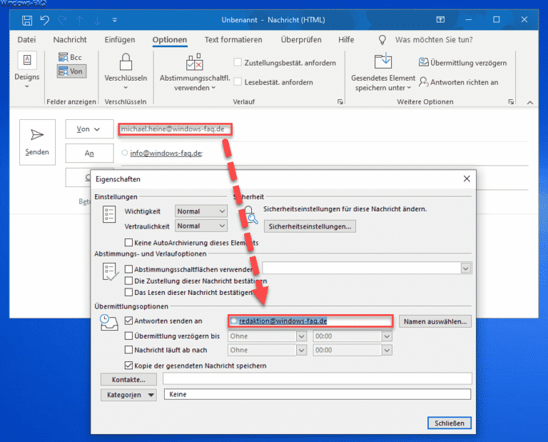 Outlook – Als Antwort-Adresse auf eine E-Mail automatisch einen anderen Empfänger angeben