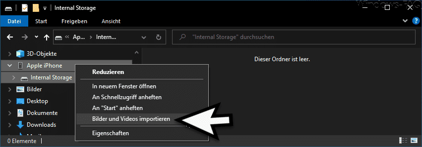 Windows Explorer Bilder und Videos importieren