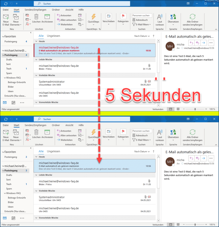 Outlook Alle Mails Als Gelesen Markieren Gelesene E-Mail automatisch nach Sekunden als gelesen markieren in der