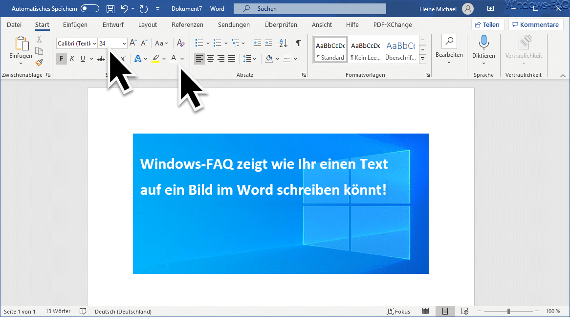 Text auf ein Bild im Word schreiben