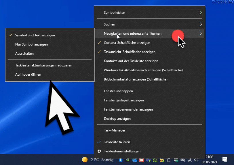 Einstellungen Neuigkeiten und interessante Themen Windows 10