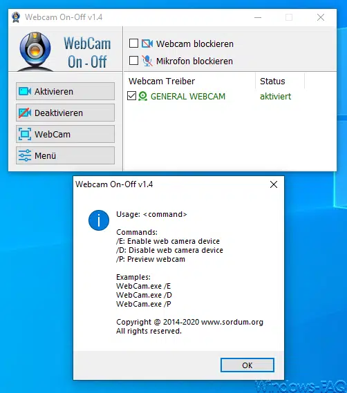 Webcam schnell deaktivieren oder aktivieren