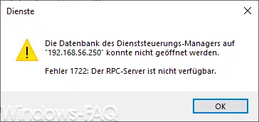 Fehler 1722 – Der RPC-Server ist nicht verfügbar