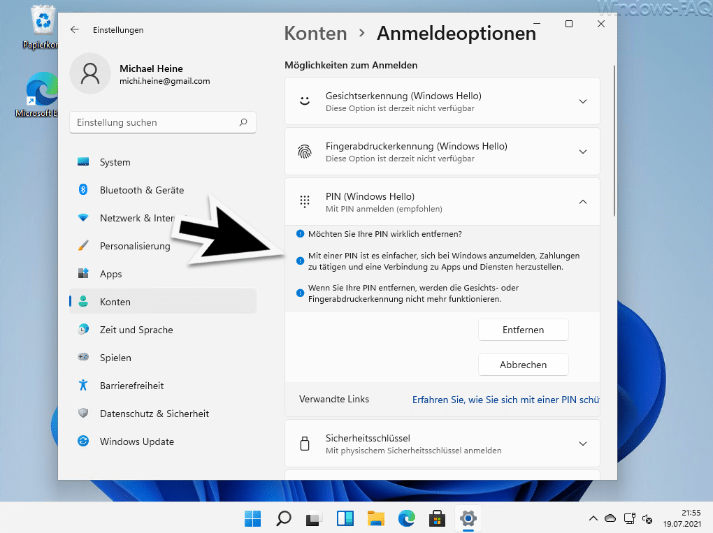 Windows 11 Konten Anmeldeoptionen