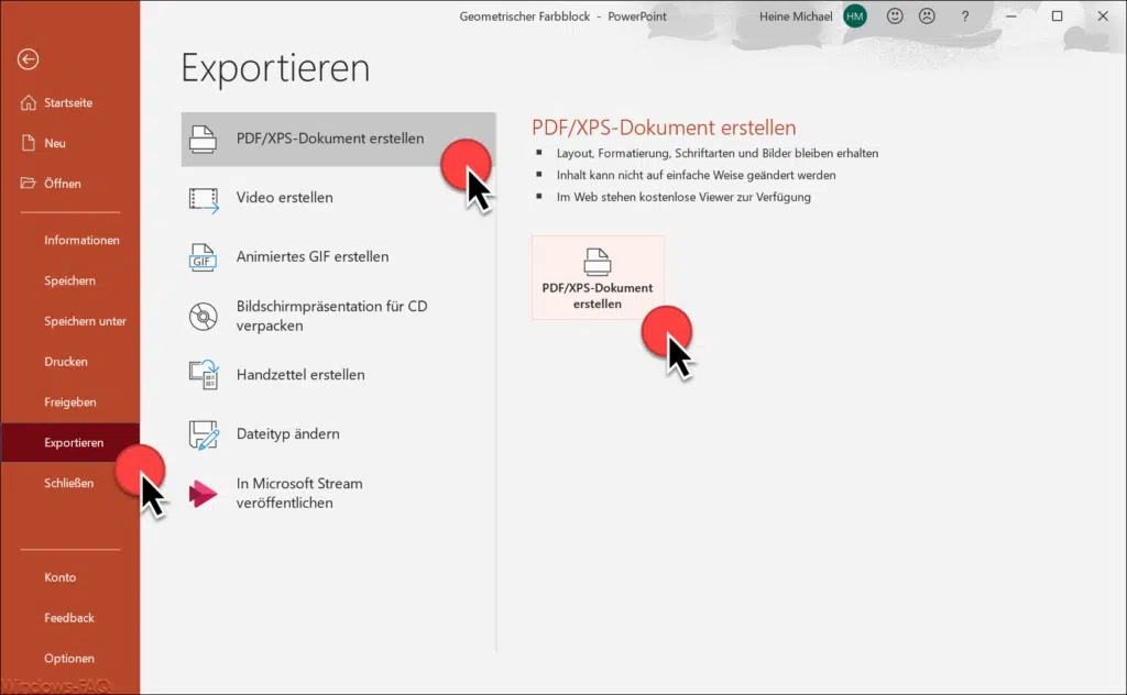 PowerPoint Exportieren PDF erstellen