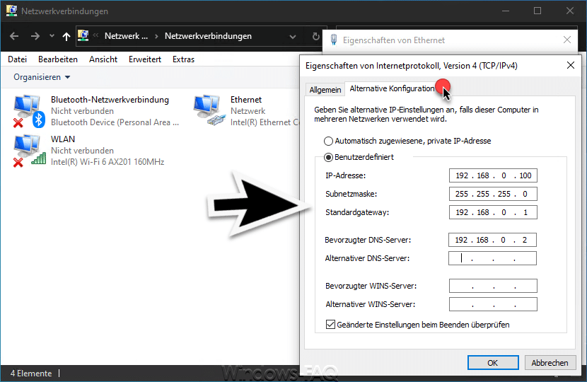 Einem Windows PC eine zweite IP Adresse zuweisen