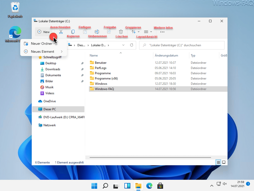 Windows 11 Explorer Symbole Erklärung