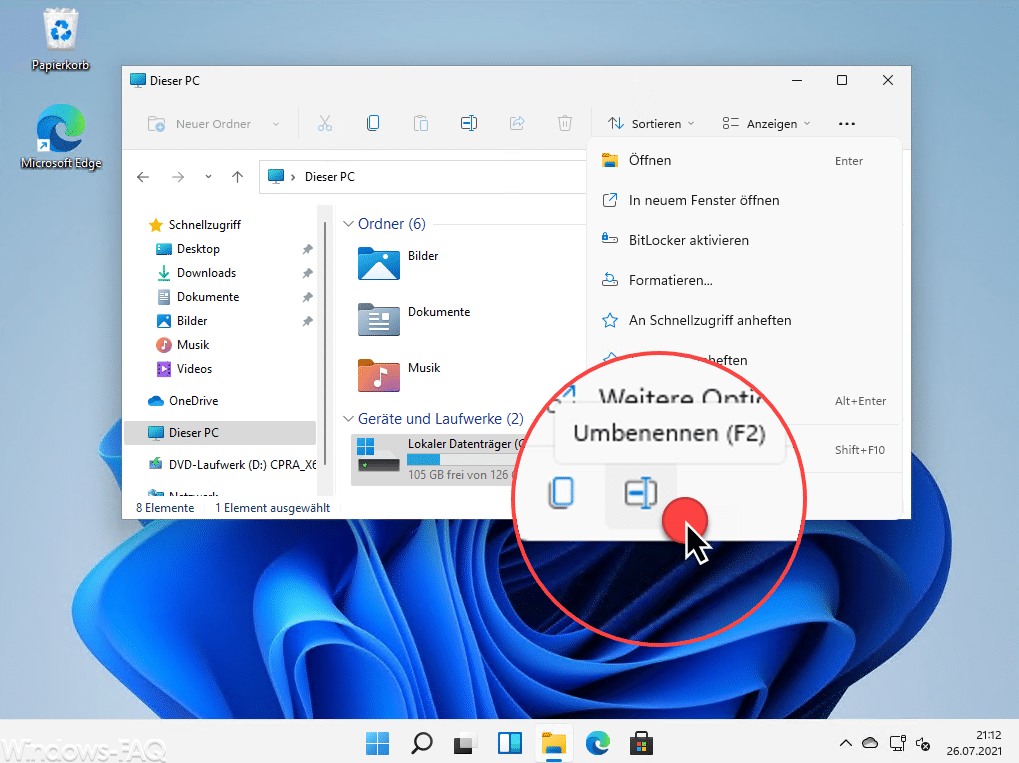 Windows 11 Laufwerks-Namen umbenennen