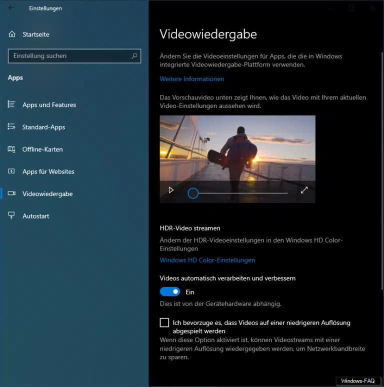 HDR Videos bei Windows 10