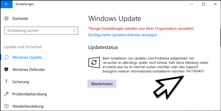Windows Update Fehlercode 0xc1900403
