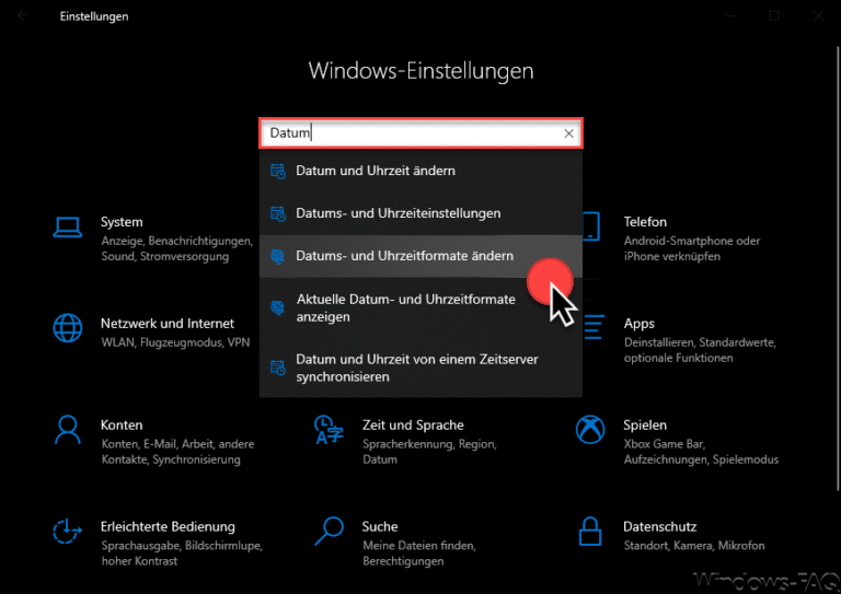 Datums- und Uhrzeitformat bei Windows 10 ändern